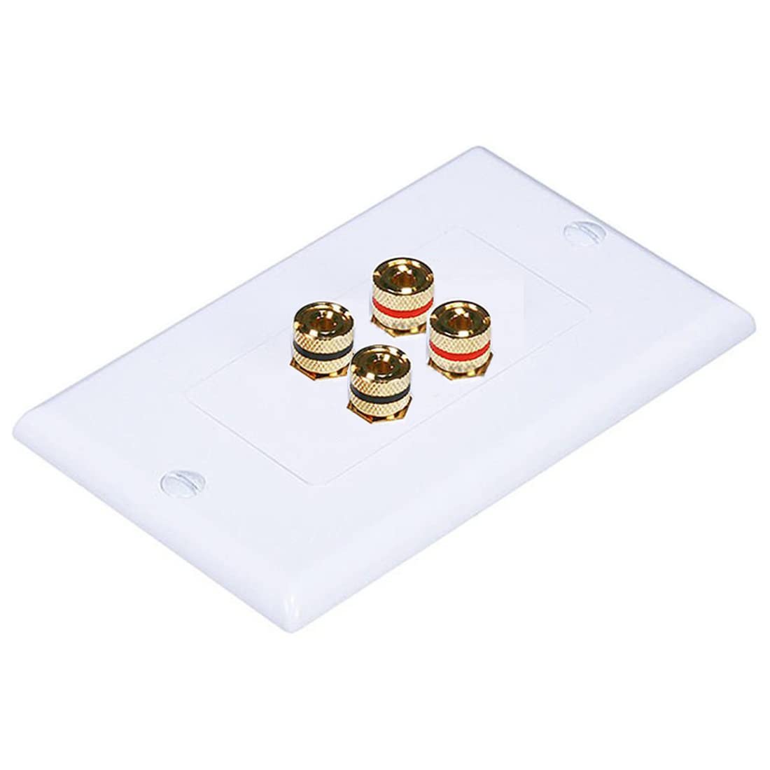 MX Premium 4mm Banana Wall Plate with Gold Plated Coupler Type Binding Post for Speaker Wall Plate in White used Face Plate for Speakers Home Theaters with Screws Included