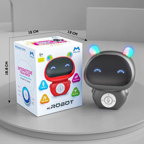 Image of Mirana Mr. Robot | Smart Interactive Talkback Toy for Kids | USB Rechargeable Type-C | in-Built Music | Best Gift for Boys & Girls 2 3 4 5 6 7 8+ Years (Grey)