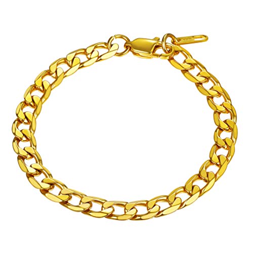 Gold Bracelets 18K Plated Hip Hop Men Women Jewelry Gifts Stainless Steel Stacking