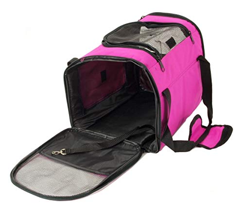 EDM PET Carrier - Dog Cat House Soft Crate Cage Tote Kennel - Portable Travel - Pink