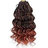 SVNMU Pre-Looped Ocean Wave Crochet Hair 12inch #1B350 8 Packs Pre-Twisted French Curl Boho Braids Short Goddess Box Braids Curly Synthetic Braiding Hair Extensions for Women