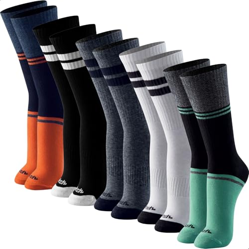 MASH Kit 5 Meia Esportiva Cano Alto Atoalhada em Algodão Masculina Respirável, 1 Azul Marinho - 1 Branco - 1 Cinza Mescla Escuro - 2 Preto, 39-44