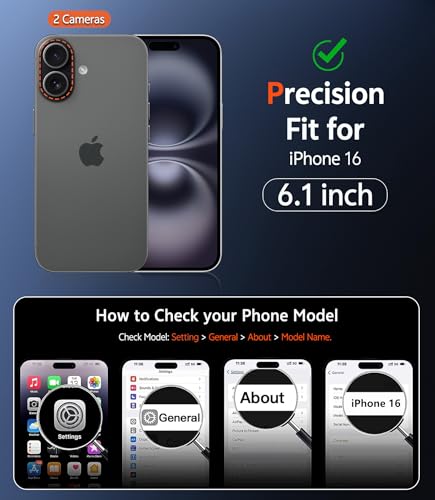 Image of FNTCASE for iPhone 16 Case Matte: Magnetic Slim Shockproof Full Covered Camera Protection Phone Cover - Military Drop Proof Anti-Scratch Durable Silicone Protective Cases