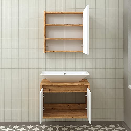 Badmöbel Set Atlantic von ROOMART 3-teiliges Badezimmermöbelset