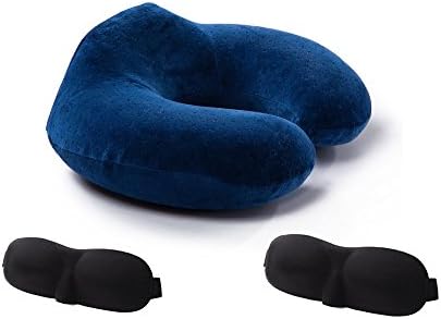 EPIK Luxury Memory Foam Travel Neck Pillow Plus TWO Contoured Sleep Masks,