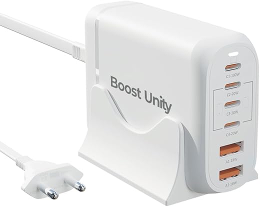 UltraProlink 100W 6 in 1 GaN Super Fast Charger MultiPort Hub| 4 Type-C & 2 USB-A ports |Laptop Charger Adapter| For MacBo...