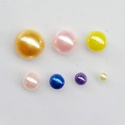 Chenkou Craft Random 1900pcs Assorted 7 Sizes Imitation Half Pearl Flatback Bead Gem Scrapbook Craft DIY Loose Beads + Plastic Box (Multi-Color)