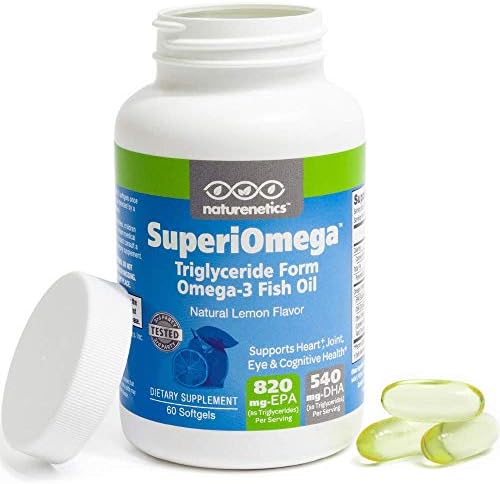 Omega-3 Fish Oil for Dry Eyes, Joint, Heart and Brain Health | No Fishy Burps, Natural Lemon Flavor | High Strength EPA and DHA | Wild Caught Fish, Non-GMO, Lab Tested | 60 Softgels