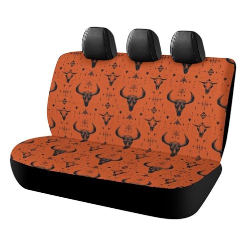Housses de siège arrière pour camions et VUS en tissu respirant motif crâne de chèvre orange