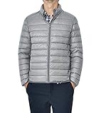  Doudoune Légère Homme Printemps ou Automne Veste Compressible en Duvet de Canard Manches Longues Down Jacket Courte Blouson (Gris,XL)