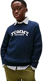 Tommy Hilfiger Jungen Pullover Graphic Cable Sweater Zopfmuster, Blau (Dark Night Navy), 14 Jahre