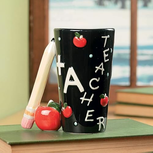 Taza para maestro con mango de lápiz de cerámica miniatura 2