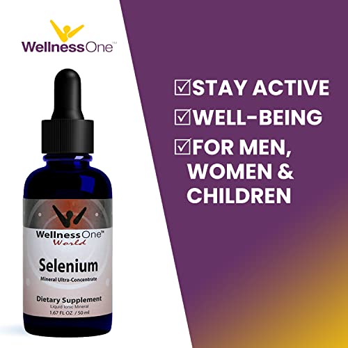 Wellnessone Selenium Supplement - Selenium Drops For Heart Health & Thyroid Support - Essential Trace Minerals That Boost Immunity & Help Form Antioxidant Enzymes - Good For Kids, Men & Women - 1.67Fl #TOP5