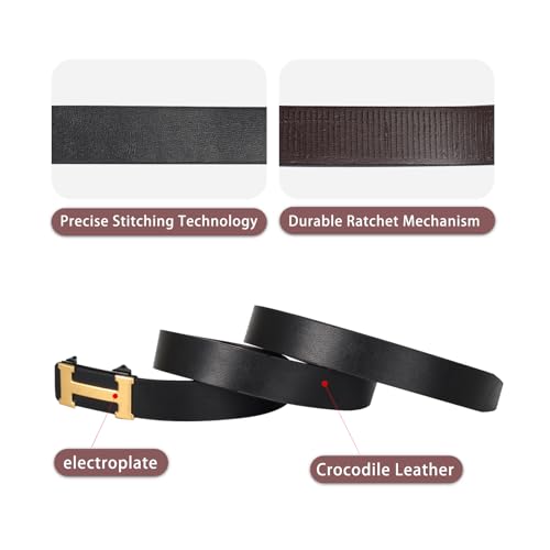 Men&Womens Leather Dress Belt Business Automatic Buckle Belt Color-Black Silver Gold3