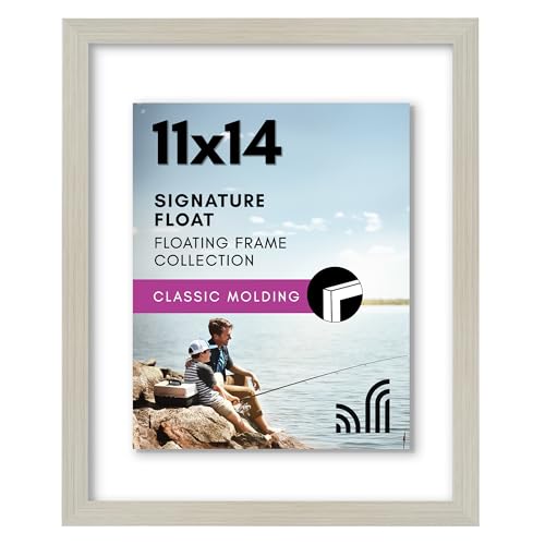 Americanflat 11x14 Floating Picture Frame - Engineered Wood - Light Wood