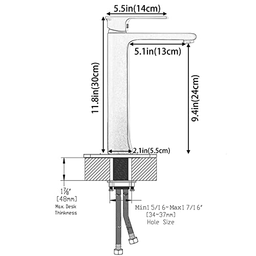 Contemporary Single Handle Tall Vessel Sink Bathroom Faucet, Lavatory Basin Mixer Tap,Chrome #TOP6