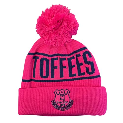 Everton Official Toffee's Tonal Pink Bobble Hat, Junior Size