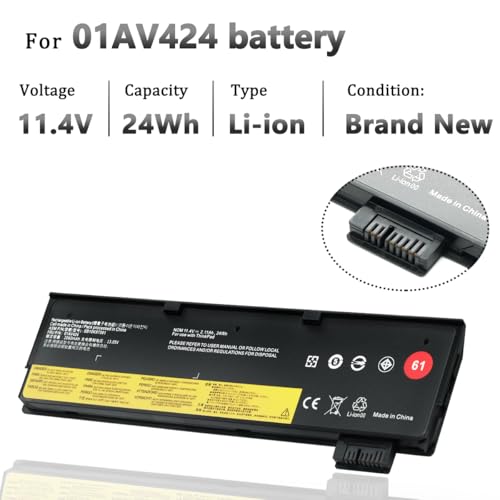 KXRSII 24Wh 61 01AV422 01AV423 01AV424 Laptop Akku Ersatz für Lenovo ThinkPad T570 T580 T470 T480 P51S P52S TP25 A475 A485 01AV452 01AV490 SB10K97579 SB10K97580 SB10K97581 SB10K97597