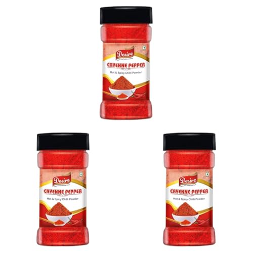 Image of Desire Cayenne Pepper Powder 200g - Hot & Spicy Chili Powder, Perfect for Cooking, Seasoning, and Adding Heat to Dishes | 100% Pure and Natural | No Additives | Pack of 3