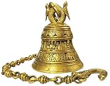 Purpledip mosiężna świątynia wiszący dzwonek wedyjska Navagraha: Rzadka kolekcja Astro Scultpure ze wspaniałym rzeźbieniem i głębokim dźwiękiem (12030)