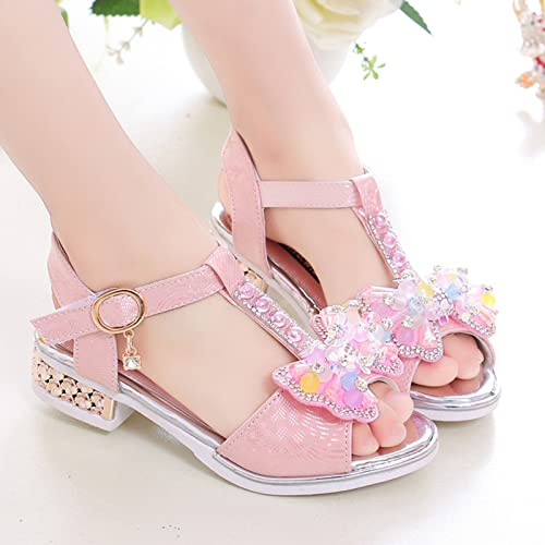Children Shoes Diamond Butterfly Sandals Summer Fashion Thick Soles Open Toe Student Dance Princess Shoes2