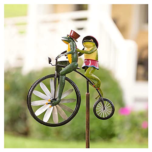 Vintage Bicycle Metal Wind Spinner - 2023 New Cat Garden Kinetic Spinners Yard Metal Windmills, Garden Ornaments Frogs Decor Outdoor Lawn Metal Art Sculptures & Statues Decorations (A- Frogs) #TOP1
