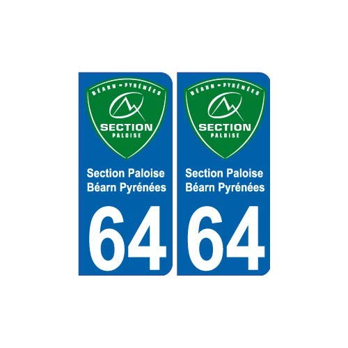 Autocollant Plaque Immatriculation 64 Section Paloise Rugby Pau Sticker - Arrondis