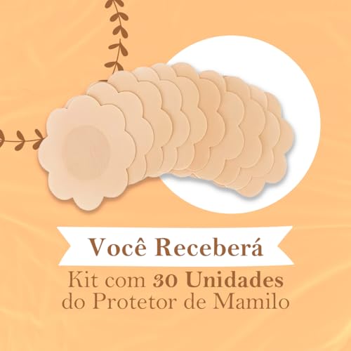Adesivo Protetor De Mamilo Kit 30 Tampa Bico Seio Peito Silicone Sutiã Aréola Reutilizável Invisivel