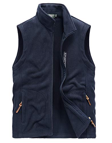 Panegy Herren Fleeceweste mit Reißverschlusstaschen Winddicht Atmungsaktiv Softshell Leicht Warm Weste ideal für Sport und Freizeit, Navy Blau, 2XL (185/100A) Cover