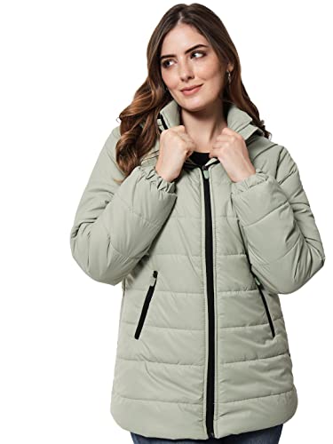 Image of KOTTY Women Nylon Peach Pink Solid Puffer Jacket