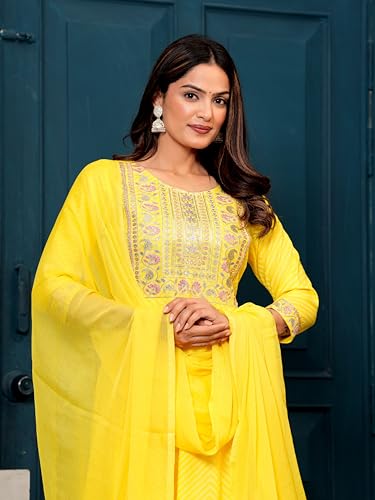Image of MANHAREE | Women's Rayon Kurta with Pant & Dupatta Set