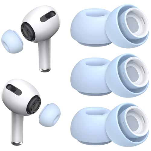 Image of 3 Pairs Replacement Ear Tips for AirPods Pro 1st & 2nd Generation with Noise Reduction Hole, Silicone Ear Tips for AirPods Pro with Portable Storage Box and Fits in Charging Case(Medium, Light Blue)