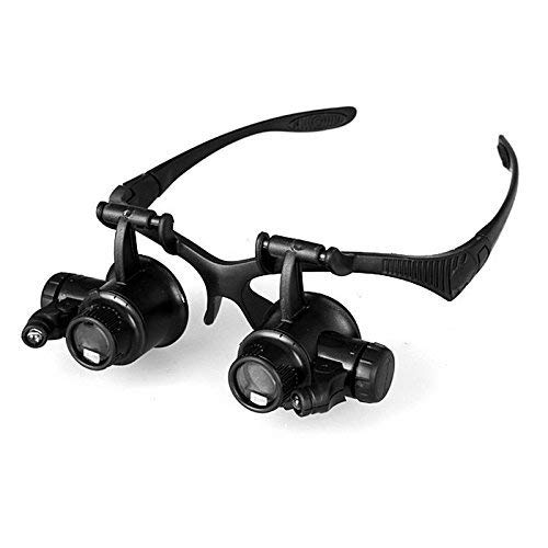 Vergrößerung 10X15X 20X 25X 4-Gruppen-Linse Doppelbrille Kopfmontierte LED-Lupe, Kombinationspakete Handheld
