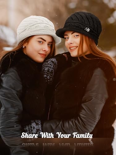 Fourluoo 3 piezas gorros de invierno para mujer con visera miniatura 2