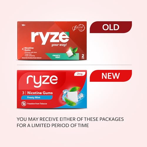 RYZE Frosty Mint Nicotine Gum 2 gm | Pocket-Friendly Pack of 10 (30 gums) | Freedom from Smoking & Tobacco | Easy on Throat | FDA Approved | Sugar Free | Teeth Whitening - Image 3 thumbnail