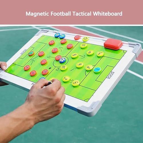 Image of SLYK Portable Double-Sided Magnetic Coaching Board for Football, 18 x 12 inch, Professional Winning Strategy Training Assistant Tactics Board with Erasable Write-Wipe 2 in 1 Marker Pen