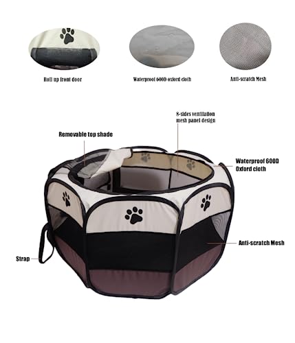 MEHONGCAN Cercadinho Portátil para Animais de Estimação, Cercadinho Dobrável para Cães E Gatos, Coel