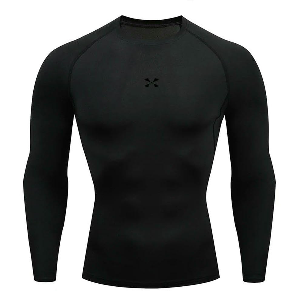 GLDFW - Camiseta de compresión para hombre, ropa deportiva, para correr, elástica, de secado rápido, para gimnasio, entrenamiento, para hombre
