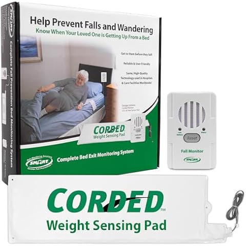 Smart Caregiver FallGuard Bed Exit Alert for Seniors Fall Prevention - Bed Alarm with 10"x30" Weight Sensing Bed Pad for Elderly - Automatically Alerts Caregiver When They Get Up Cover