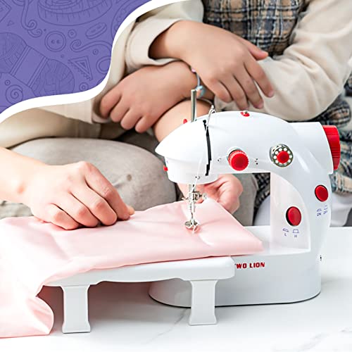 BAMFY Draagbare Naaimachine Met Verlengtafel En Licht, Professioneel Naaigereedschap, Handnaaimachine Makkelijk Te Besturen for Beginners (Color : Red) - Image 3