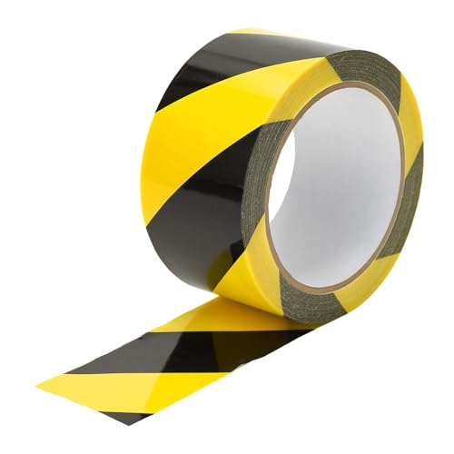 Black & Yellow Hazard Safety Floor Tape, 3 inch x 54 feet - Ideal for Walls, Floors, Pipes and Equipment.
