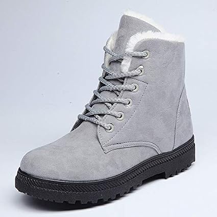 Winter Laarzen Vrouwen Enkellaarsjes Casual Pluche Sneeuw Schoenen Vrouw Laarsjes  Platte Hak Boot Mode Effen Vrouwelijke Warme Laars (Color : Gray, Shoe Size  : 8) : Amazon.nl: Kleding, schoenen \u0026 sieraden