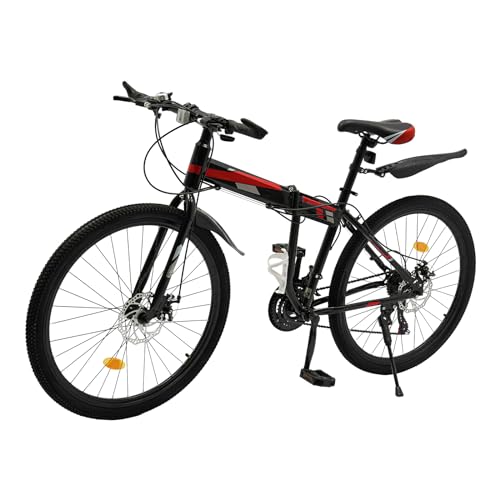 wanwanper Bicicleta de montaña, 21 velocidades, plegable, con freno mecánico de doble disco delantero, para jóvenes y adultos de 1,65 a 1,95 m