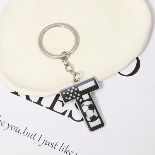 Bag Charms Initial A-Z Letter Keychain Bag Charm Soccer Keychain for Handbags Sports Bag