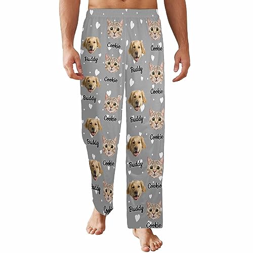 YESCUSTOM Personalized Face Print Pajama Pants with Name Custom Pet Photo Pajama Bottoms for Women and Man