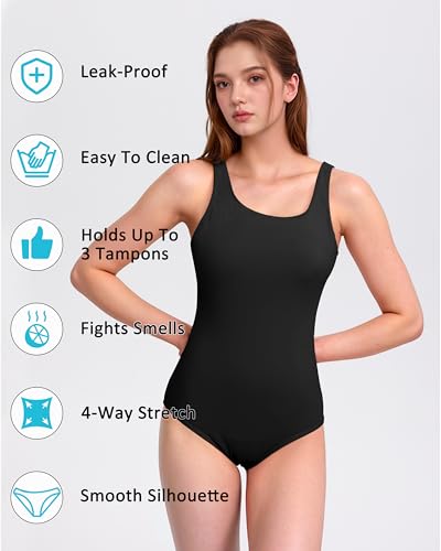Beautikini Period Swimwear Leakproof Menstrual One Piece Athletic Swimsuit U-Back Bathing Suits for Teen Girls2