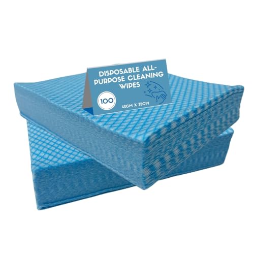 100pk Large 42 x 35All Purpose Cloths, J Cloths Style Disposable Cloths For Cleaning Bathroom Kitchen Surfaces & Window Wiping General Cleaning Cloths Lint Free Blue