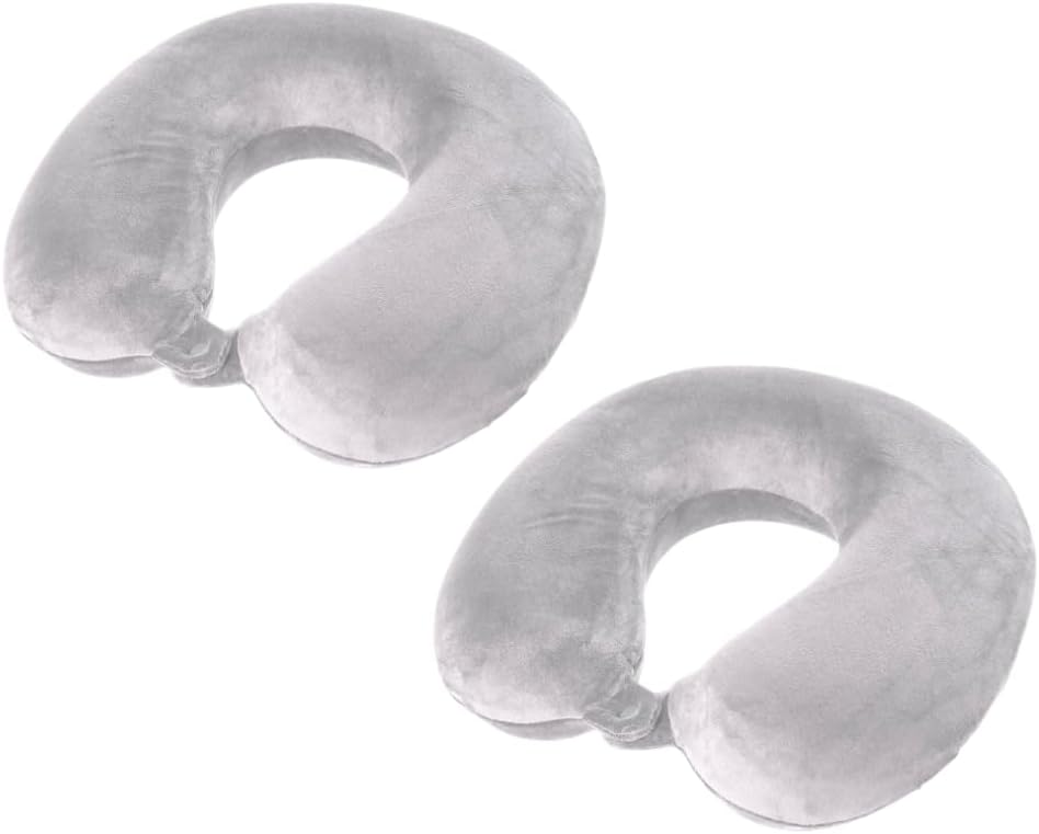 Memory Foam Travel Pillow Airplane Office Nap Rest Neck Head Cushion Pillow/Cushion for Flying, Travelling, Chair Support Pillow Back Headrest (Pack of 2) (Grey)