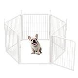 SunsGrove Indoor Dog Playpen with Wider Door, 24 inch 6 Panels Non Slip Dog Pen Indoor, Anti Rust Dog Fence, Free and Safe Play, White