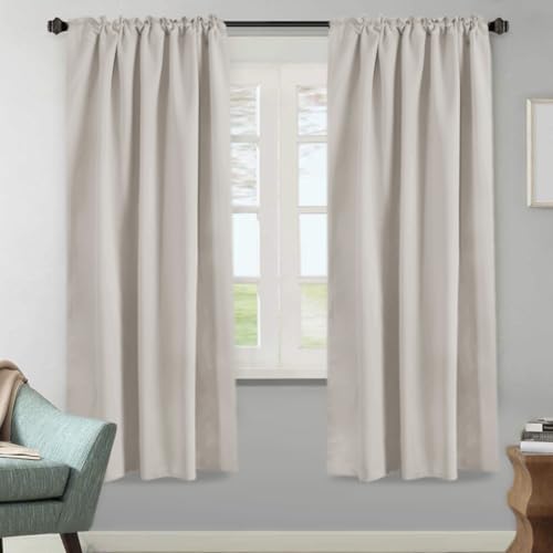 Image of H.VERSAILTEX Blackout Curtains Thermal Insulated Window Treatment Panels Room Darkening Blackout Drapes for Living Room Back Tab /Rod Pocket Bedroom Draperies, 52 x 72 Inch, Stone, 2 Panels
